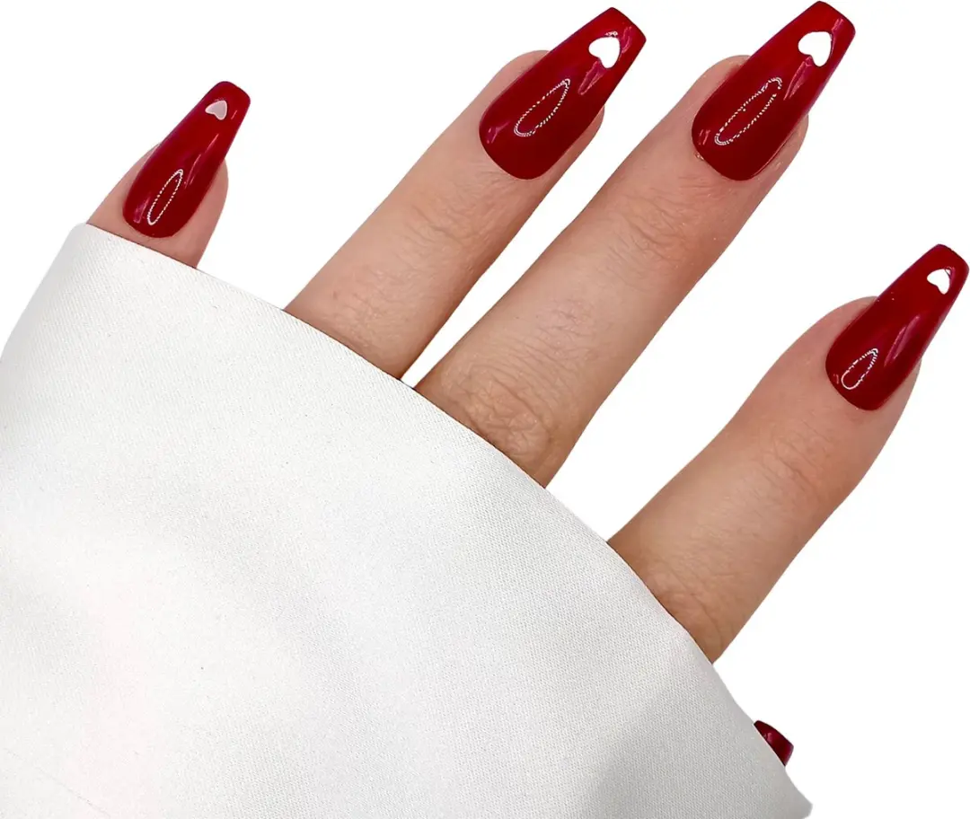 SD Press on Nails B-188 Plaknagels - Rood Hartje - 20 Stuks