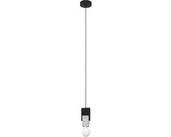 Eglo Lobatia Hanglamp E27 - Staal/Hout - Zwart/Wit/Grijs