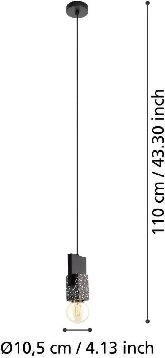 Eglo Lobatia Hanglamp E27 - Staal/Hout - Zwart/Wit/Grijs