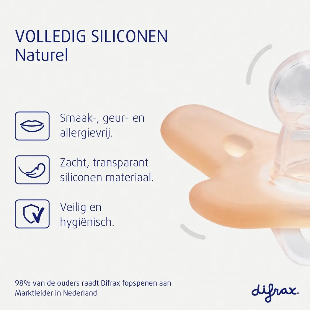 Difrax Fopspeen Natural 0-6 Maanden - Siliconen - 2 Stuks