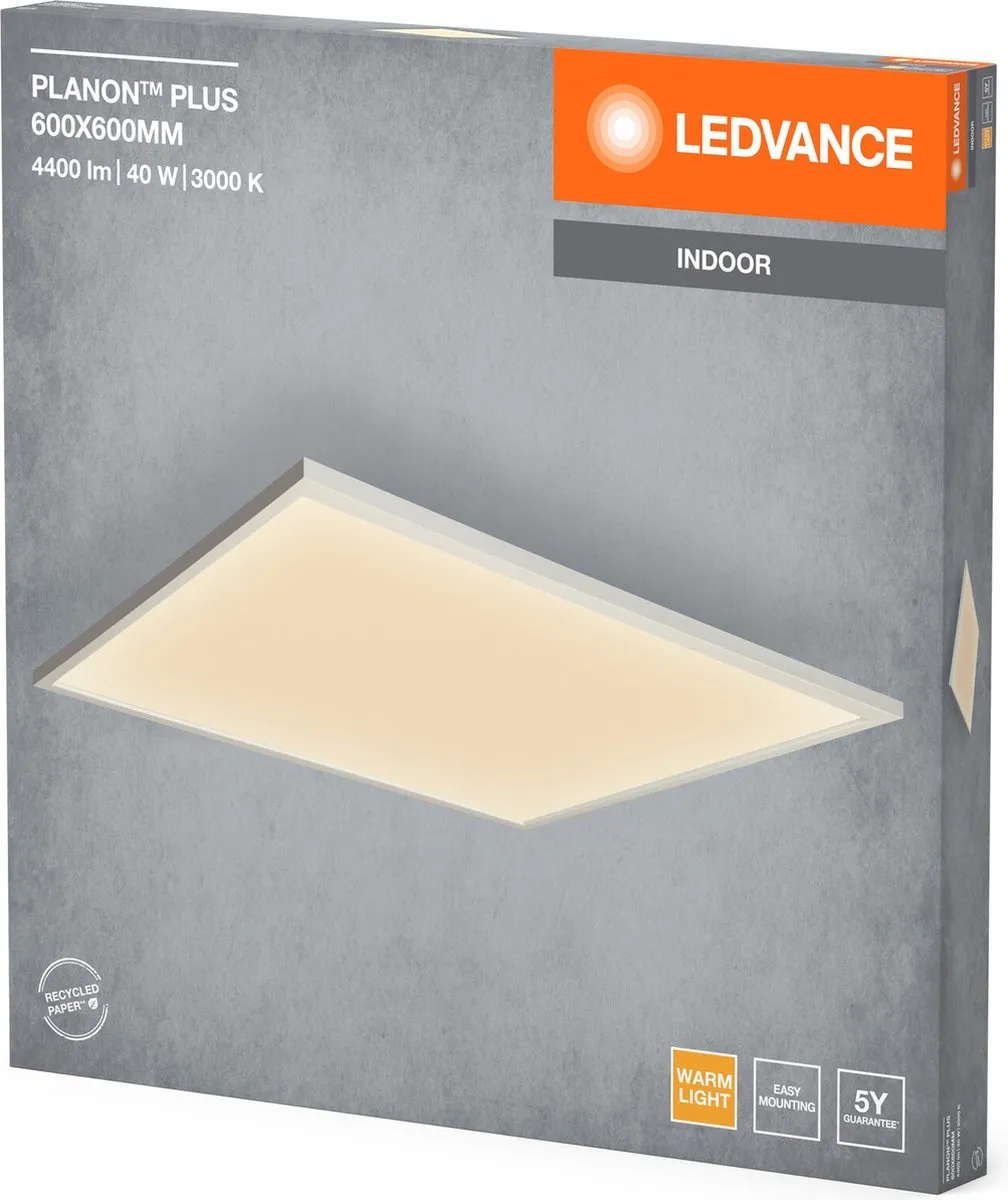 LEDVANCE Planon Plus Plafondlamp 36W 600x600mm - Warm wit 3000K