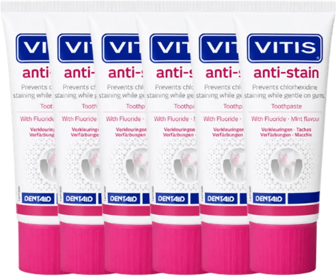 Vitis Anti-Stain Tandpasta 50ml - 6 Stuks