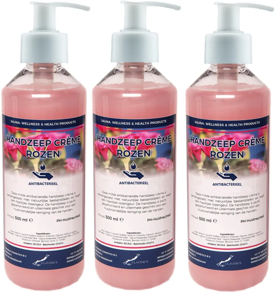 Splashbox Cosmetics Handzeep Crème Rozen 500ml