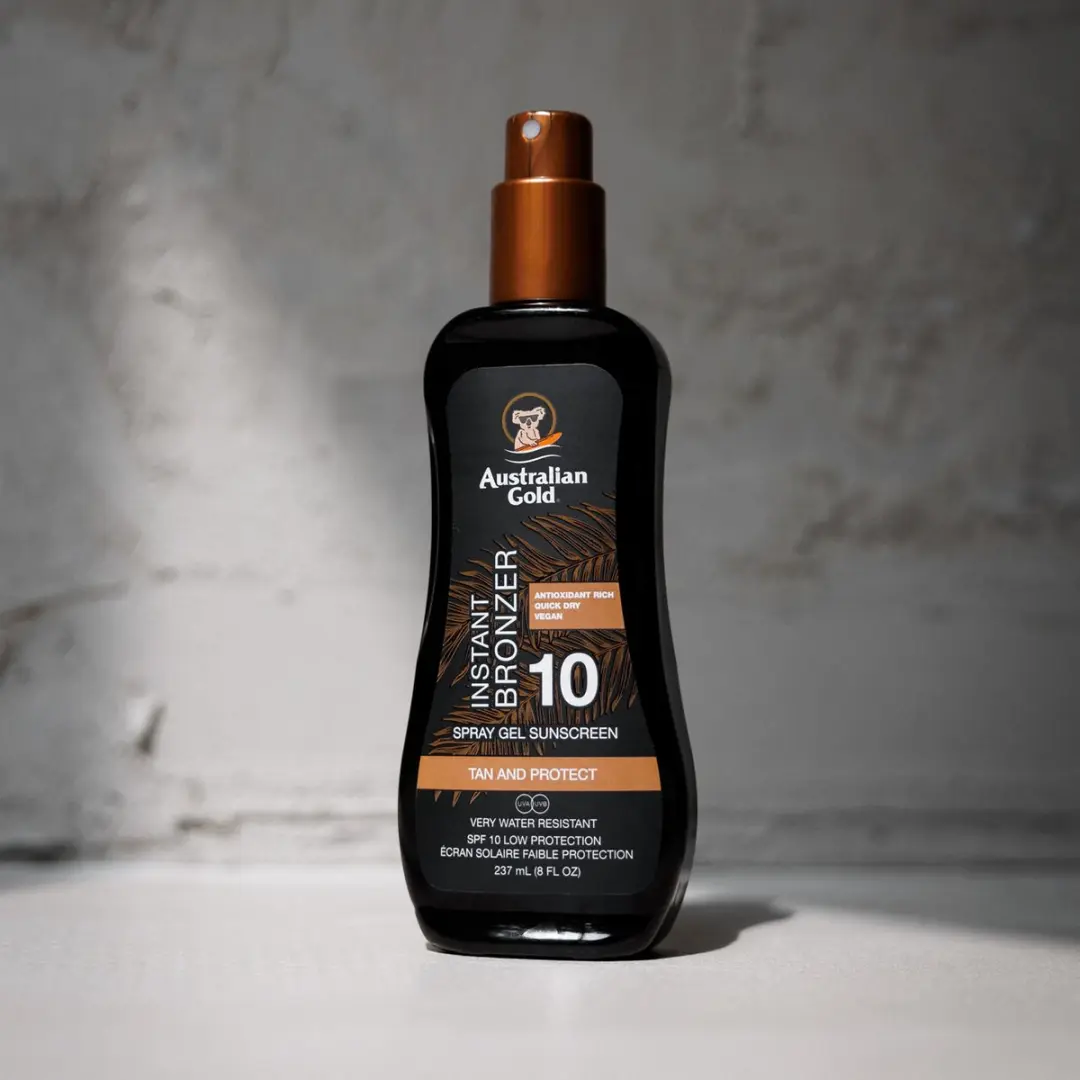 Australian Gold SPF10 Zonnebrand Spray Gel + Bronzer 237ml
