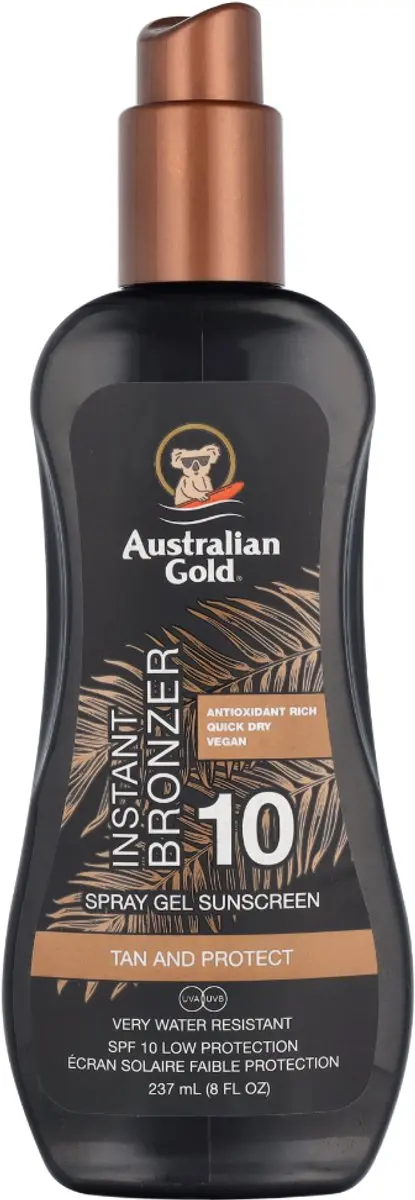Australian Gold SPF10 Zonnebrand Spray Gel + Bronzer 237ml