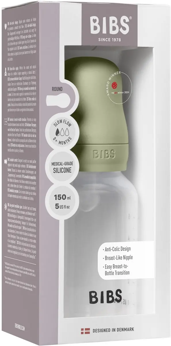 BIBS Fles Slow Flow 150ml - 6 Stuks - Sage
