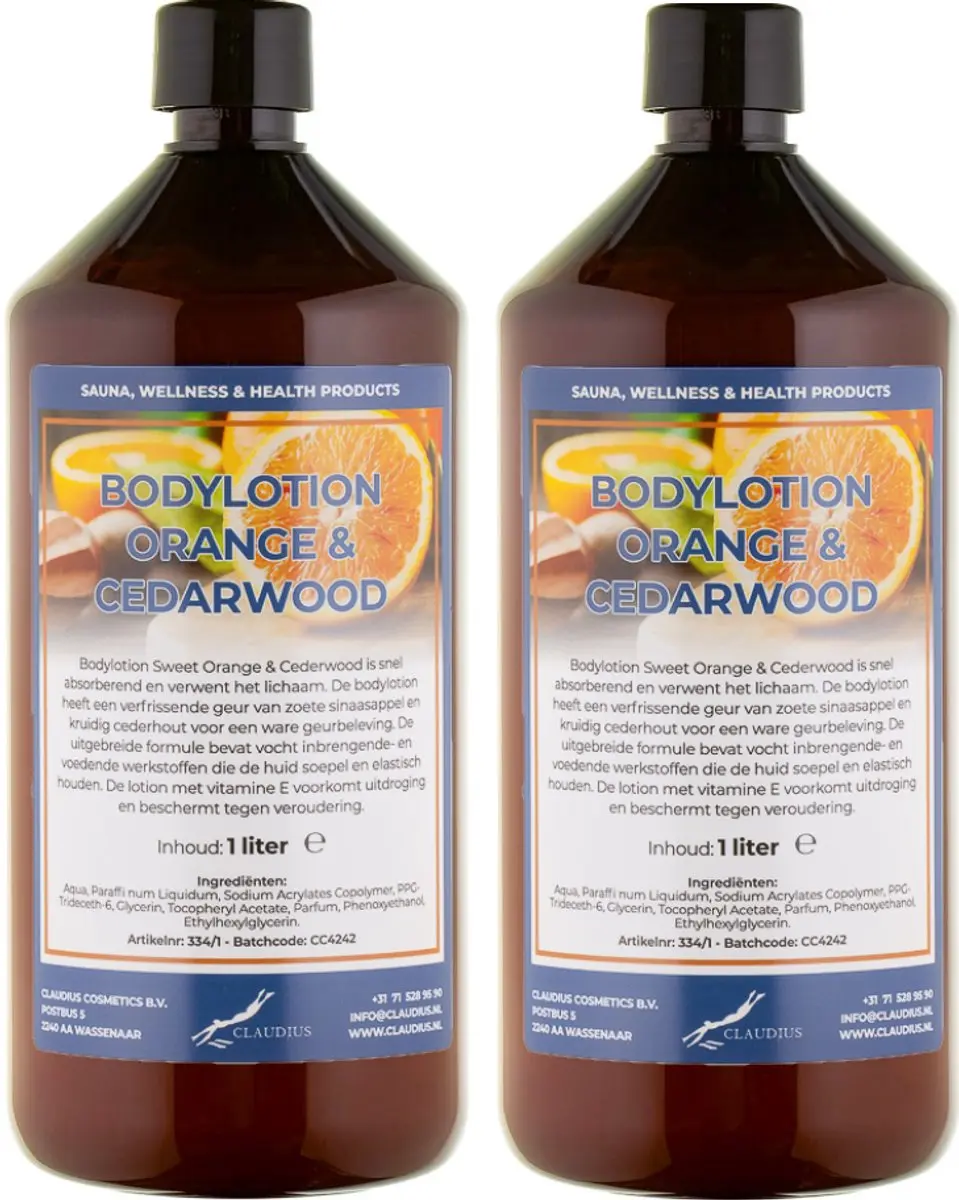 Splashbox Cosmetics Bodylotion Sweet Orange & Cedarwood 2 Liter - 2 Stuks