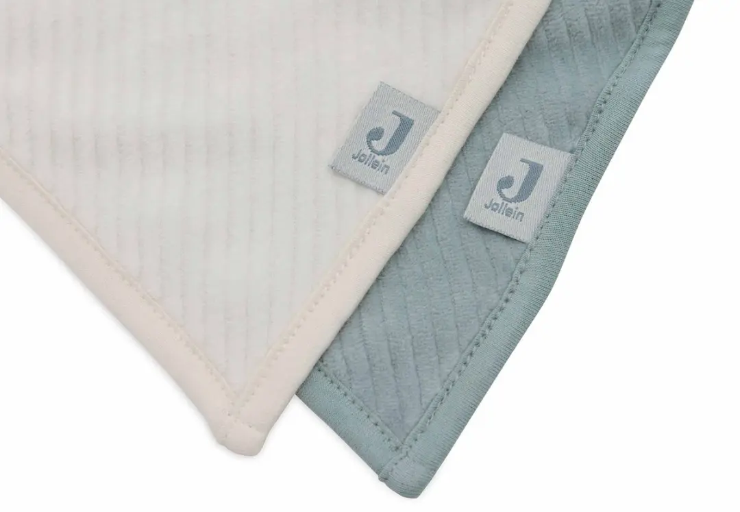 Jollein Slab Bandana Velvet Rib Sea Green/Ivory - 2 Stuks