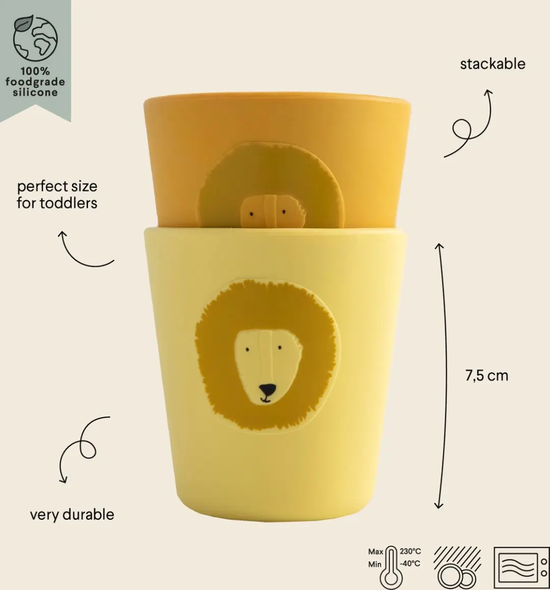Trixie Mr. Lion Kinderbeker - Siliconen - 0.2L - 2 Stuks
