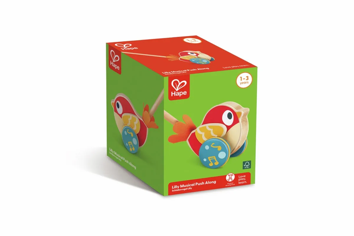 Hape Schiebevogel Lilly - 1 Duwstok - Veelkleurig - afbeelding 6 van 6