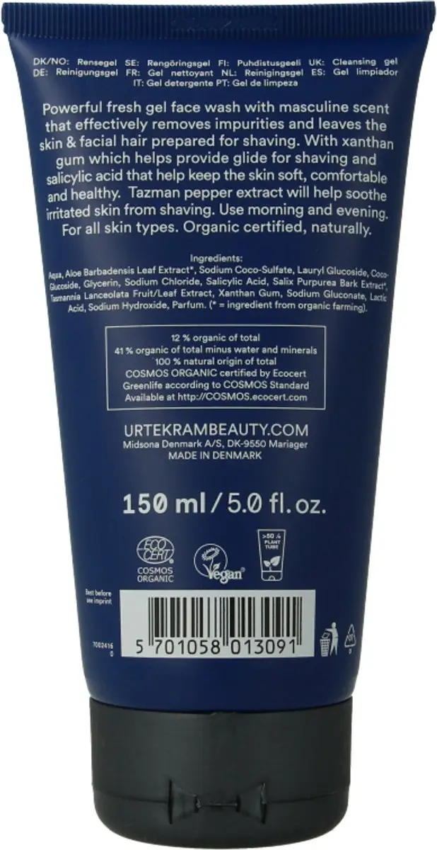 Urtekram Men Gezichtsreiniger 150ml