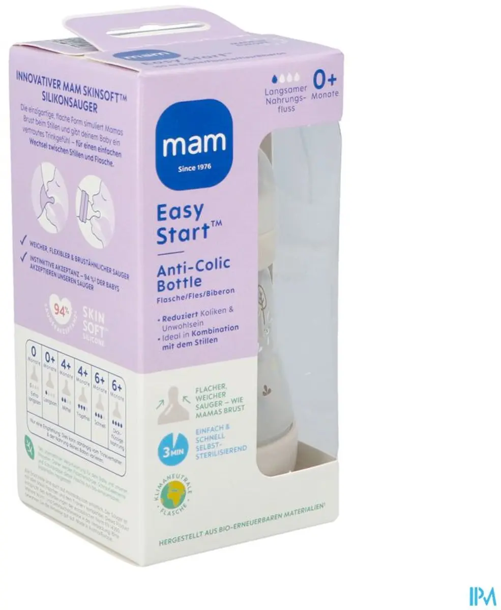MAM Babyfles Easy Start Anti-Colic 160ml - Transparant