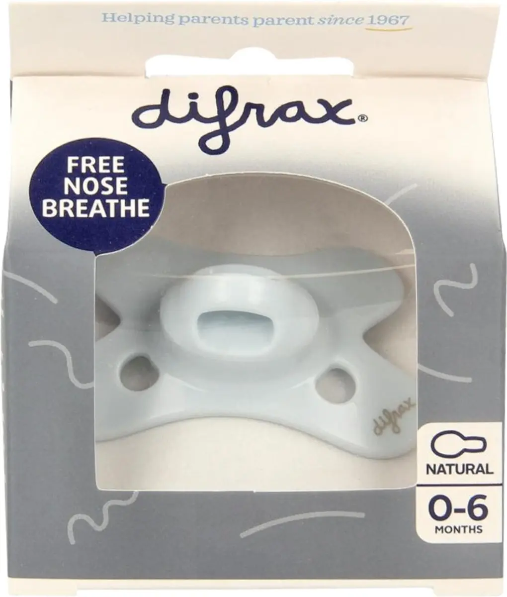 Difrax Fopspeen Natural 0-6 Maanden - Grijs
