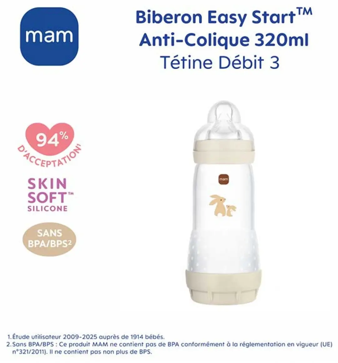 MAM Easy Start Voedingsfles 320ml - 2 Stuks - Zand
