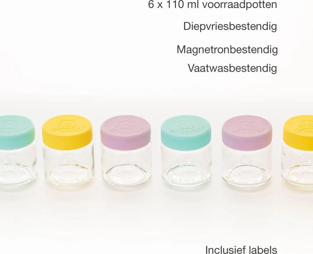 Kilner Babyvoeding Potten Set 6x110ml - IJsblauw/Lila/Geel
