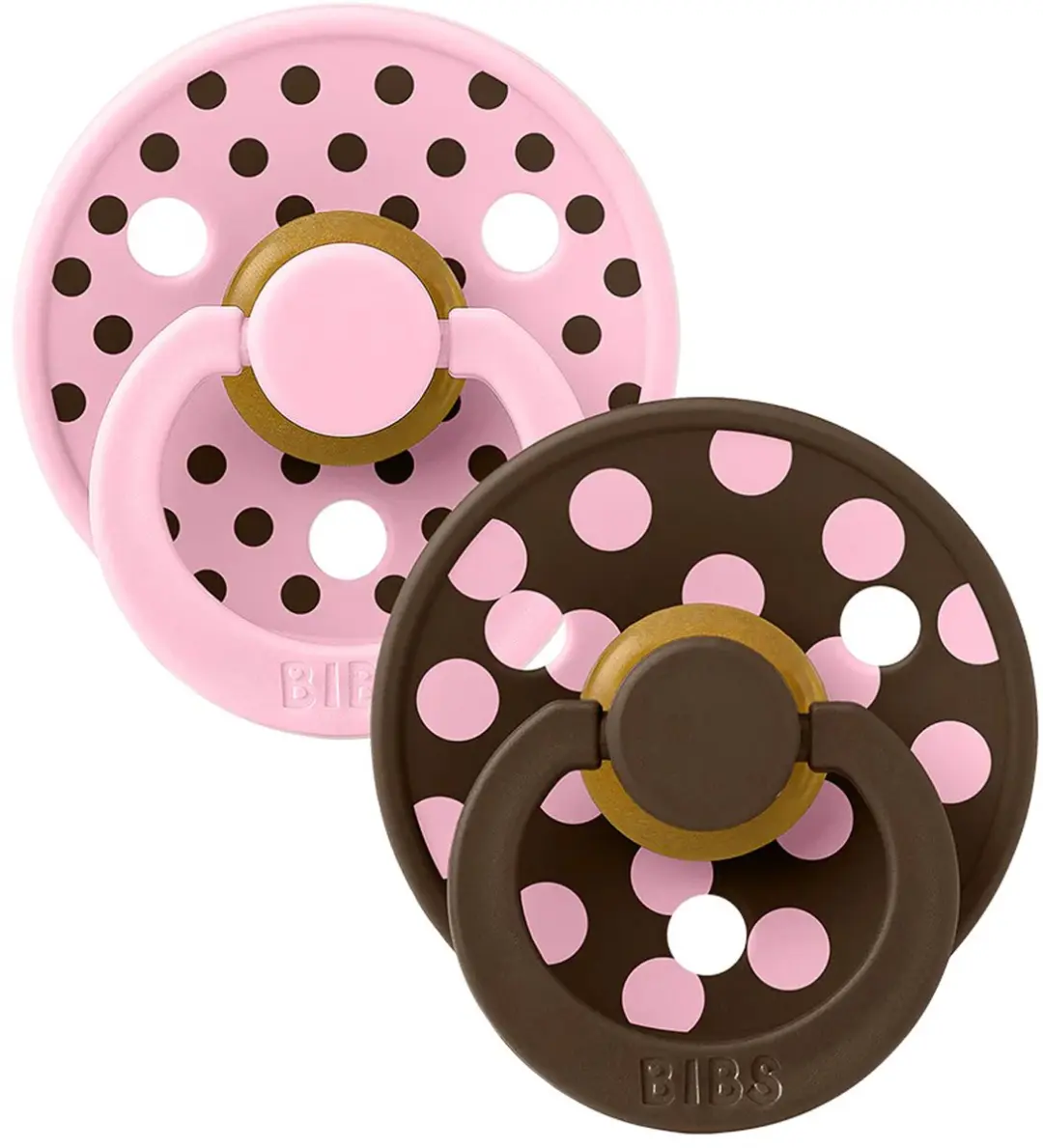 BIBS Studio Polka Fopspeen - 2 Stuks - Babyroze/Mocha