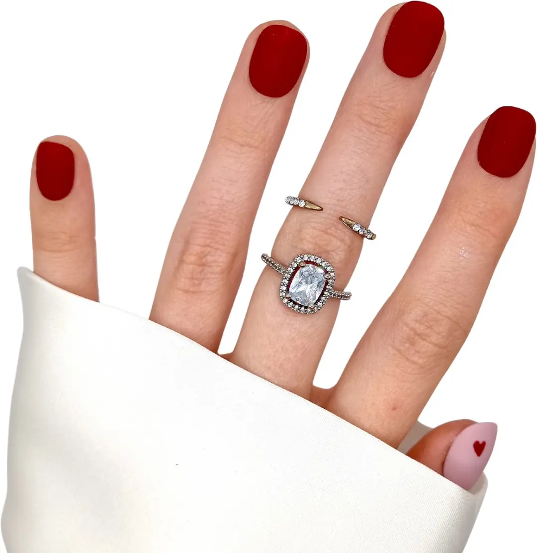 SD Press on Nails Heartbeat Nagelset - 100g Matte Rood/Roze