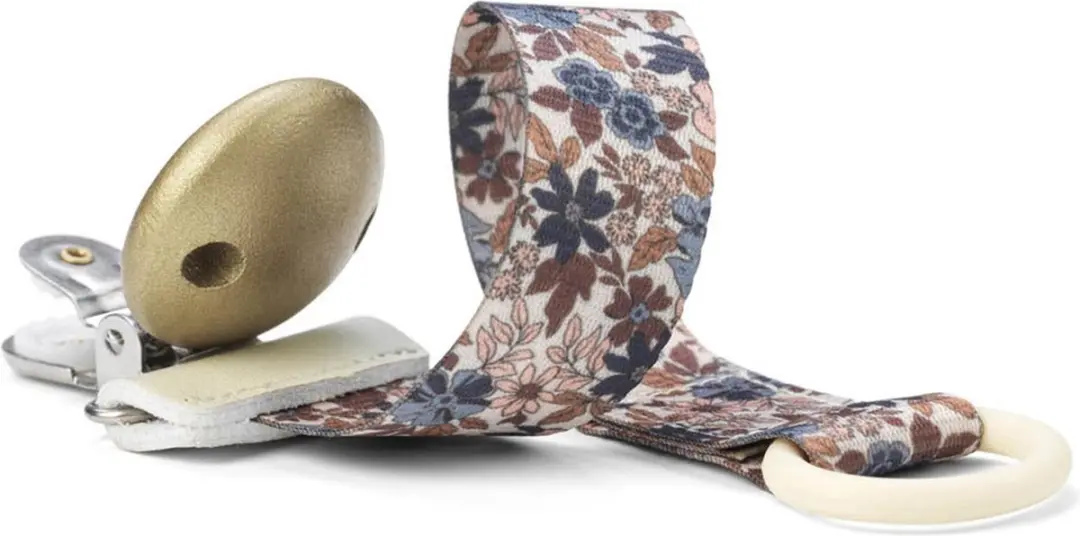 Elodie Fopspeenketting Blue Garden - Blauwe bloemenprint