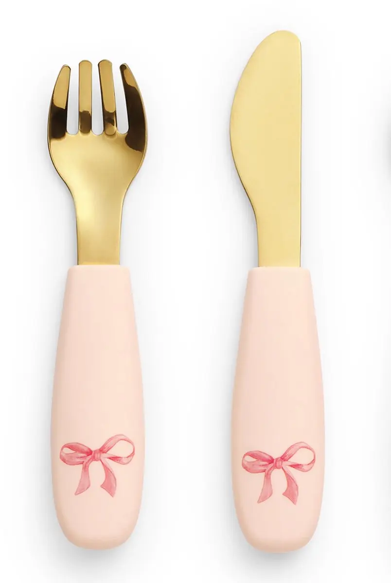 Elodie Silcone Eetset Roos Bow - 1 Kommetje + Lepel