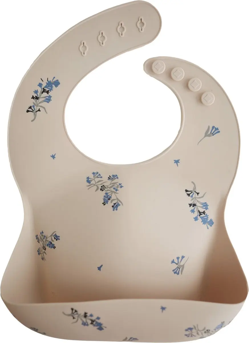 Mushie Siliconen Baby Slabbetje Lilac Flowers