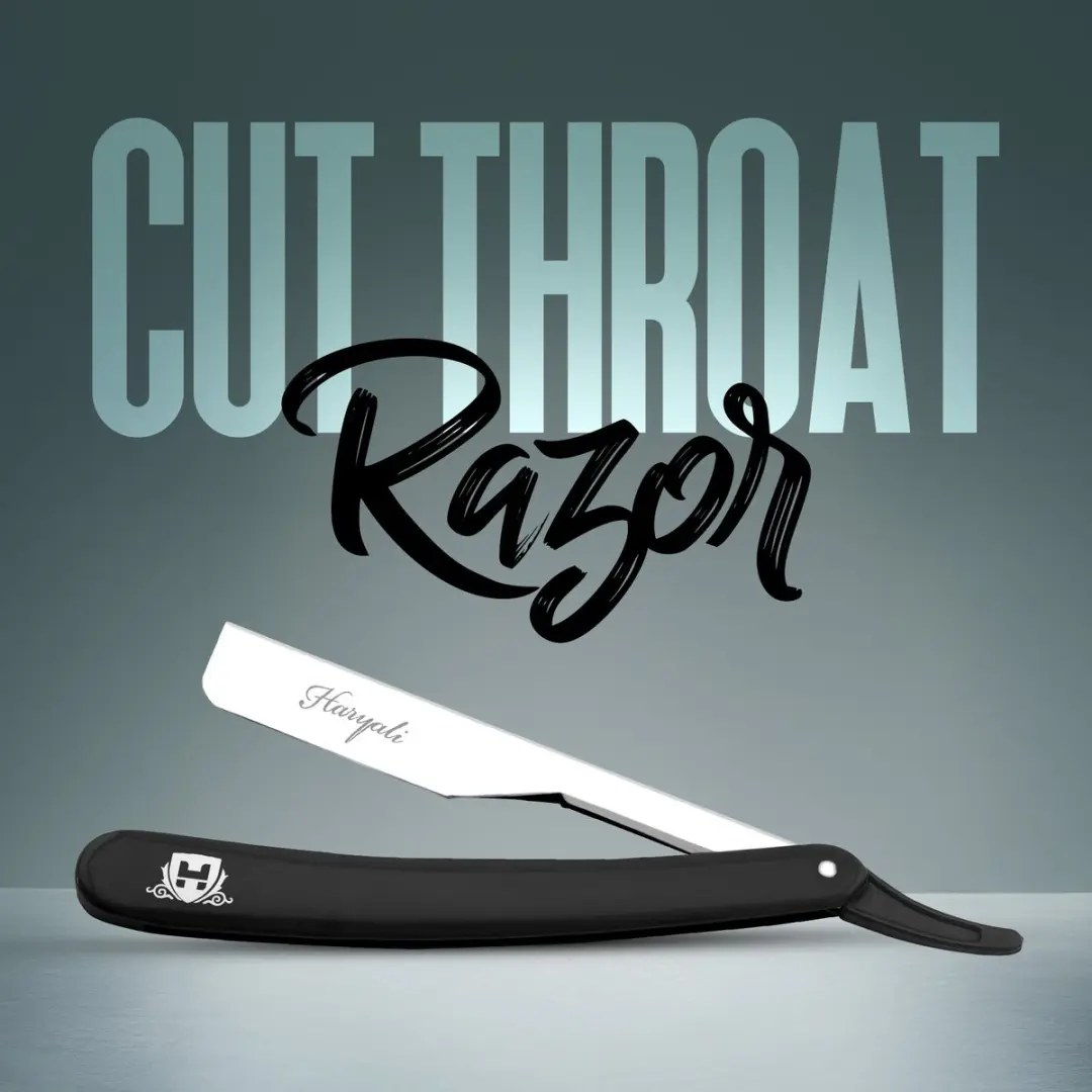 Haryali London Cut Throat Scheermes - Vervangbaar Mesje - Zwart