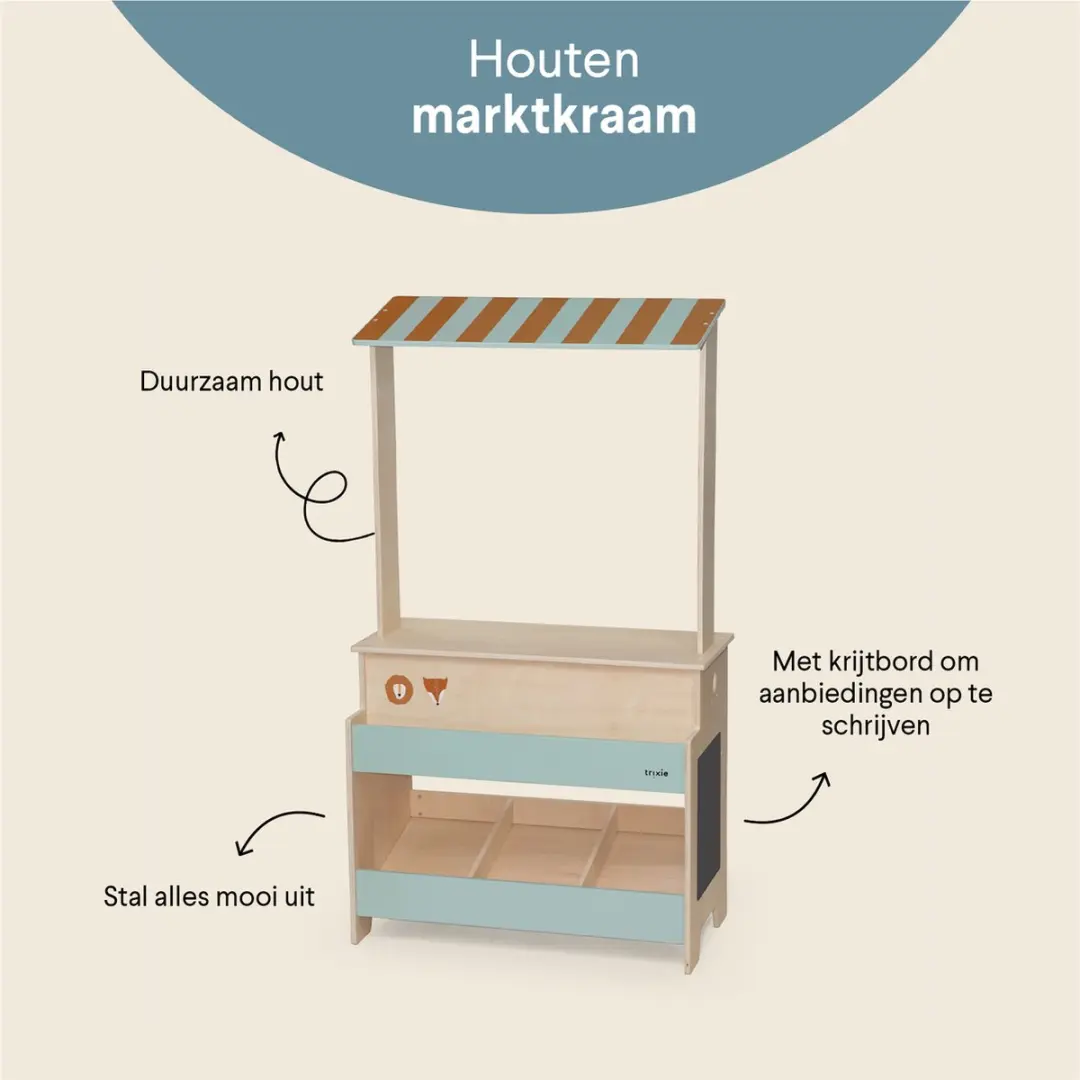 Trixie Houten Marktkraam Speelgoed - Multi