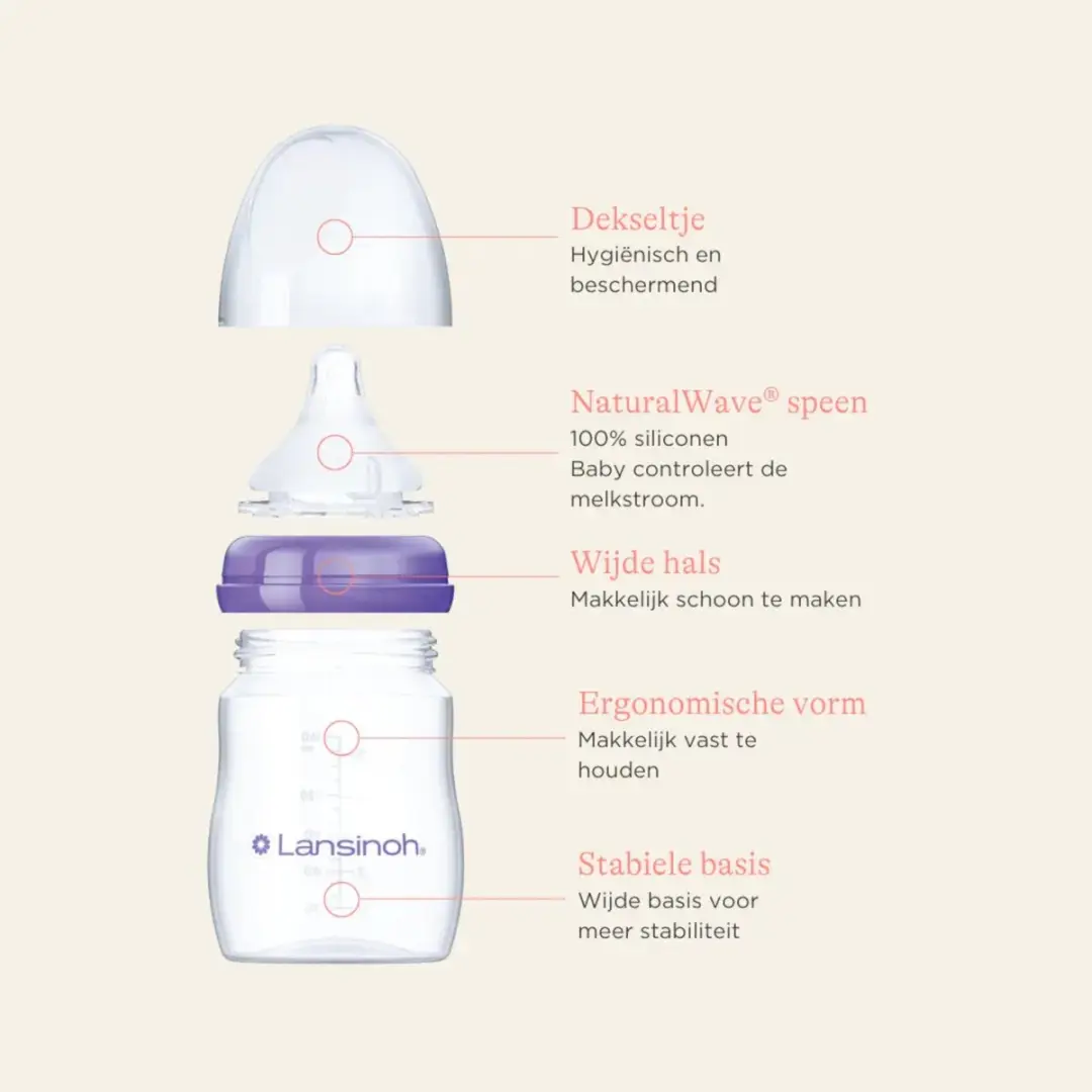 Lansinoh Babyfles NaturalWave Speen 2x160ml - Transparant