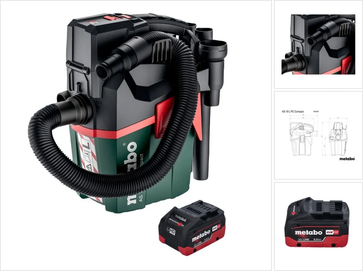 Metabo AS 18 L PC Accu-stofzuiger 18V