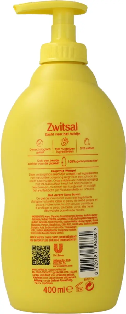 Zwitsal Zeepvrije Wascreme 400ml