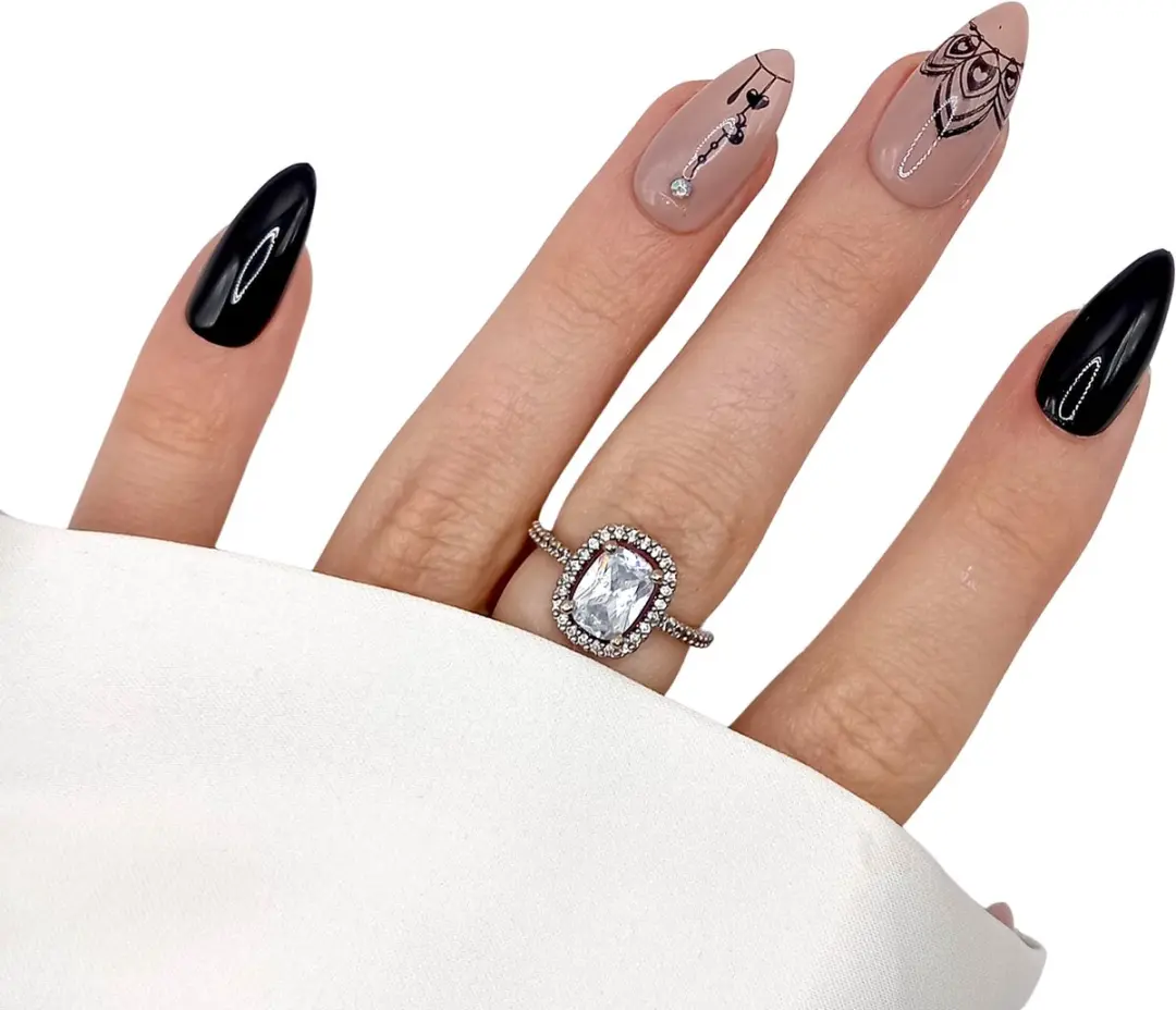 SD Press on Nails Set No. 122 Dreamcatcher - 20 Stuks - Zwart