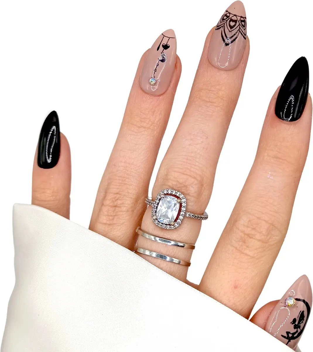 SD Press on Nails Set No. 122 Dreamcatcher - 20 Stuks - Zwart