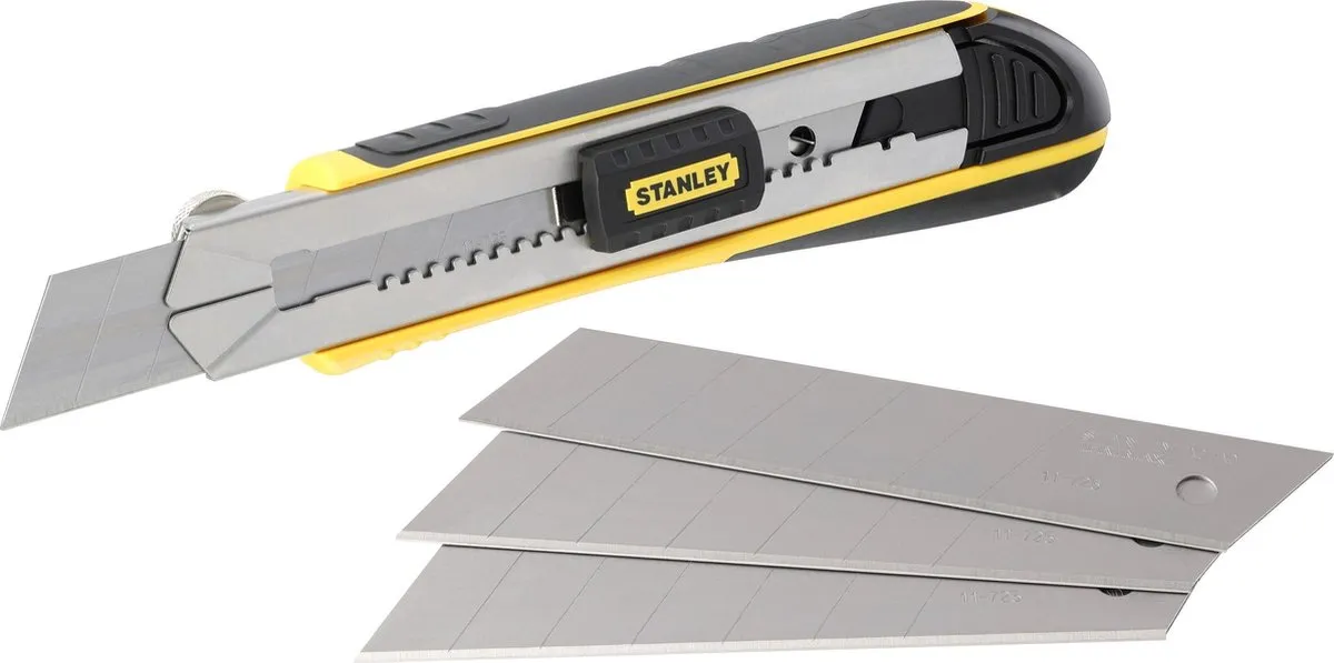 Stanley FatMax Afbreekmes 25mm - 4 Mesjes - Zwart/Geel