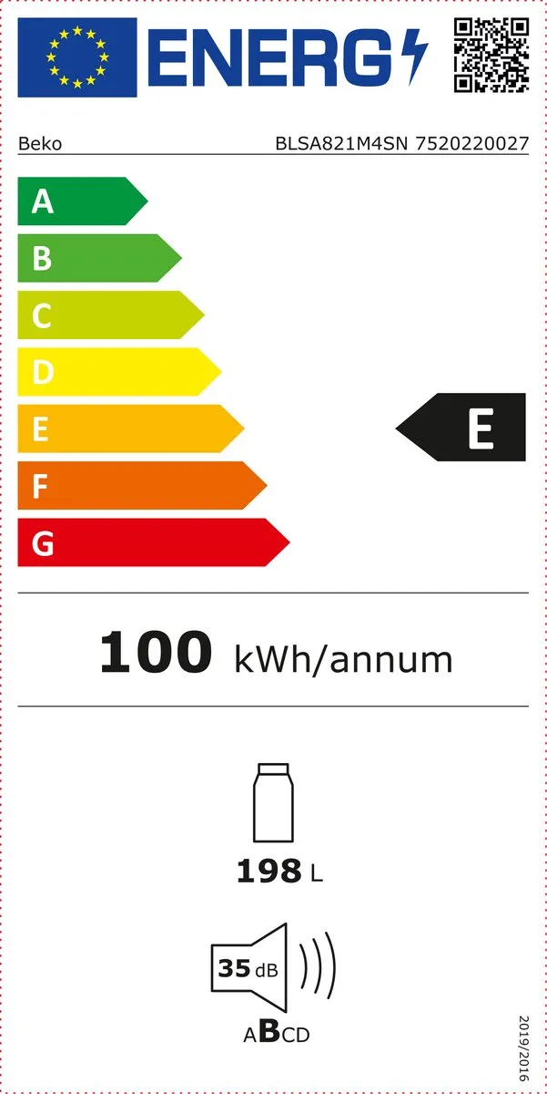 Beko BLSA821M4SN Inbouwkoelkast 198L - 4 Plateaus - Wit