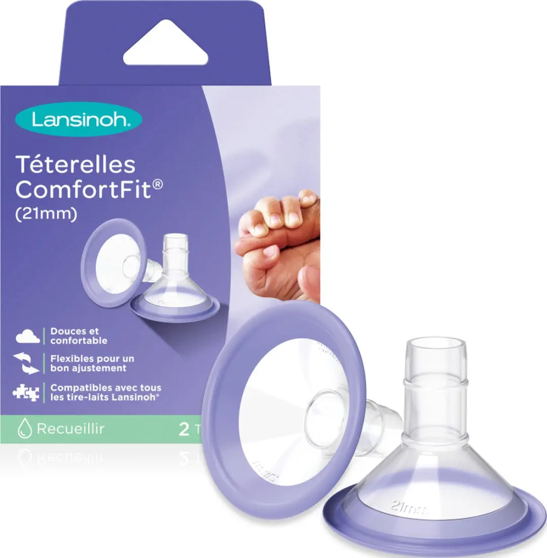 Lansinoh Borstschilden Comfort Fit 21mm - 2 Stuks - Paars/Transparant