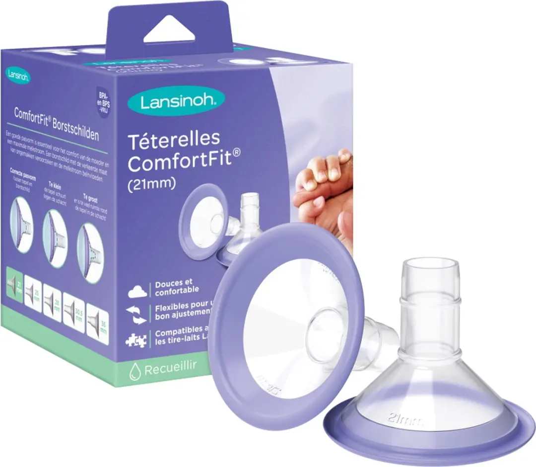 Lansinoh Borstschilden Comfort Fit 21mm - 2 Stuks - Paars/Transparant