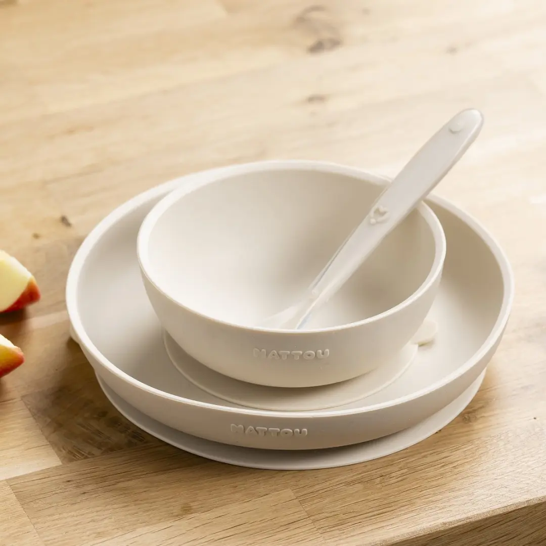 Nattou Silicone Serviesset 3-delig - 19,2 cm - Klei