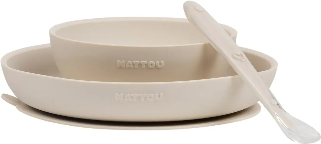 Nattou Silicone Serviesset 3-delig - 19,2 cm - Klei