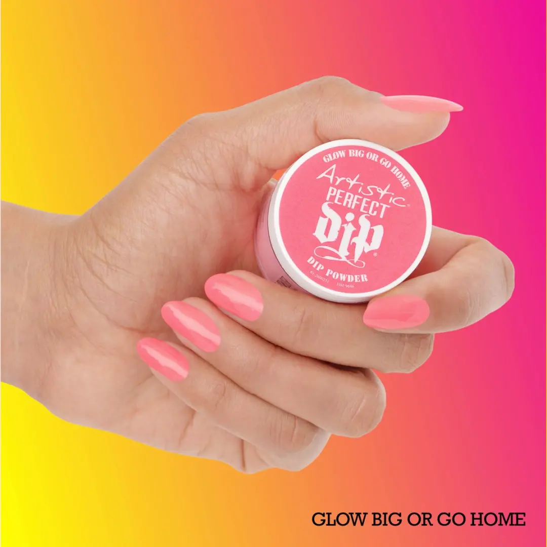 Artistic Nail Design Perfect Dip Poeder GLOW BIG OR GO HOME - 23g - Koraalroze Neon