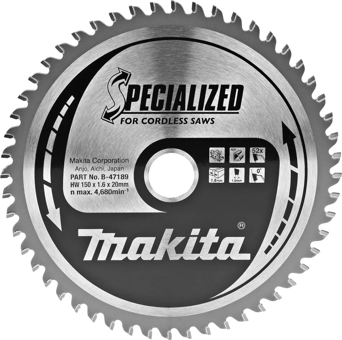 Makita B-47064 Cirkelzaagblad Aluminium 150mm - 52 Tanden