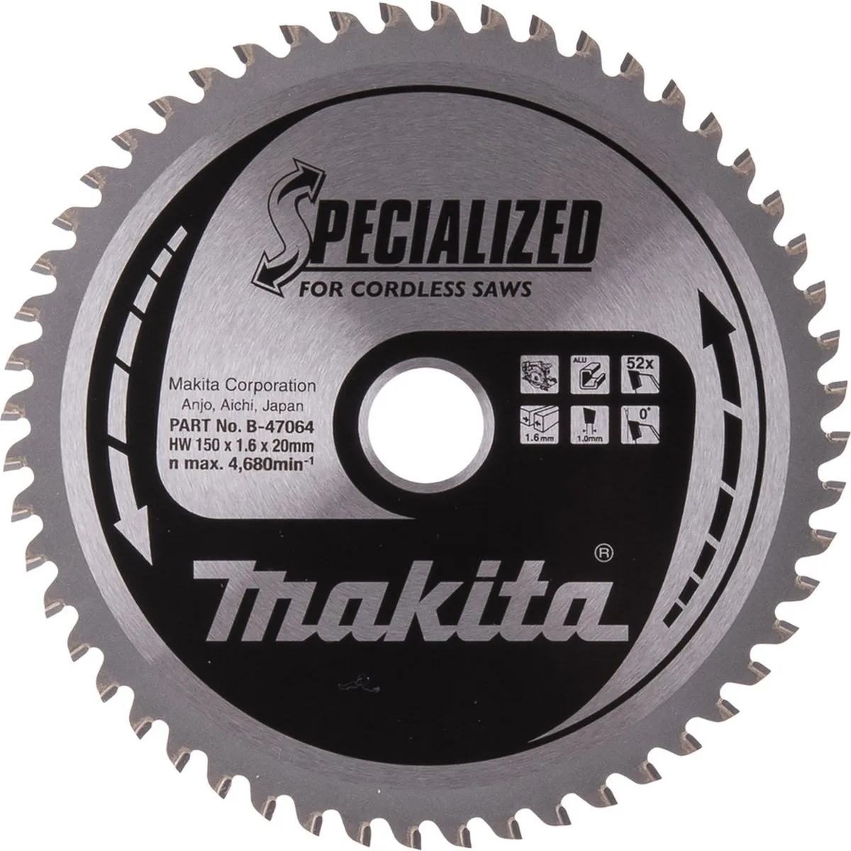 Makita B-47064 Cirkelzaagblad Aluminium 150mm