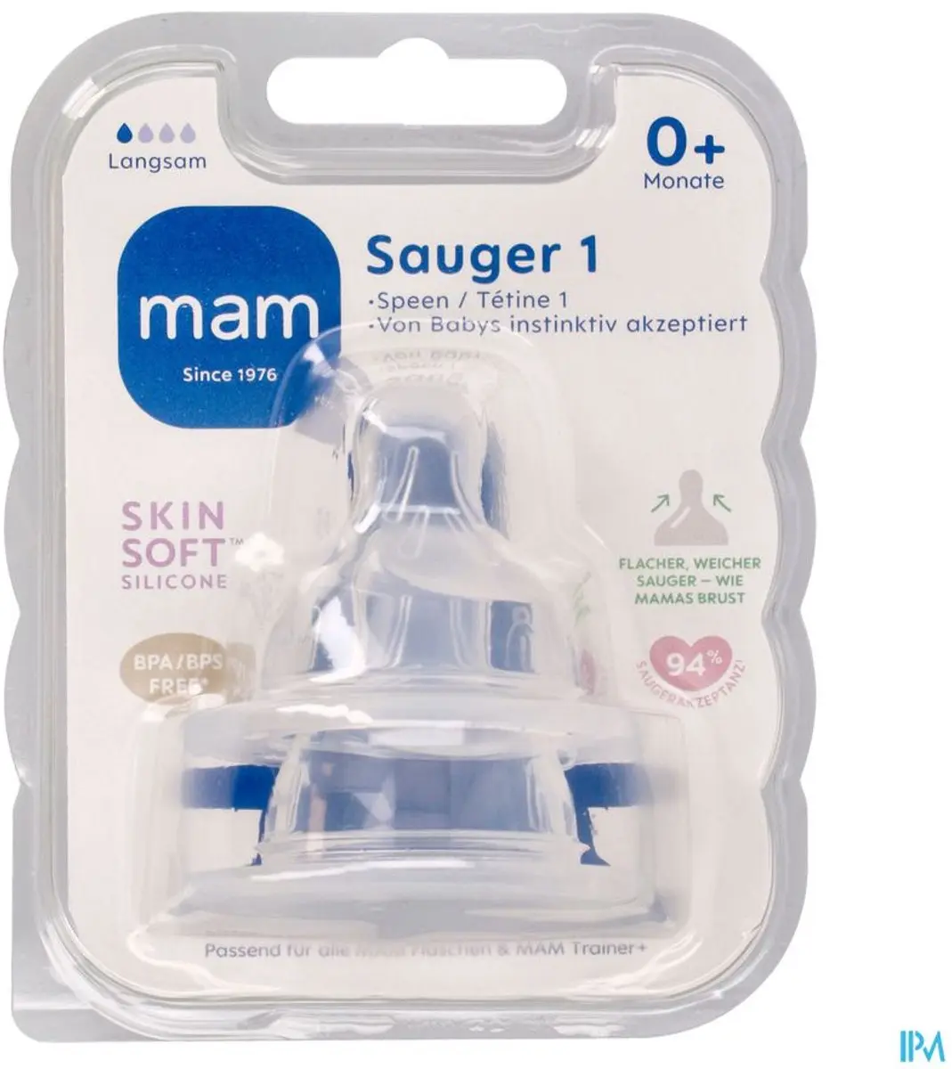 MAM Flesspeen 0+ Maat 1 - 2 Stuks - Transparant