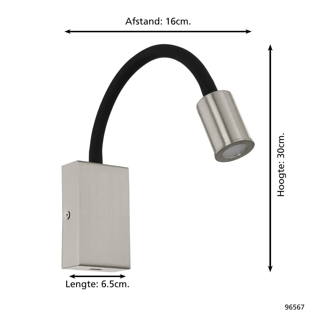 Eglo Tazzoli Wandlamp LED 450lm Nikkel-mat