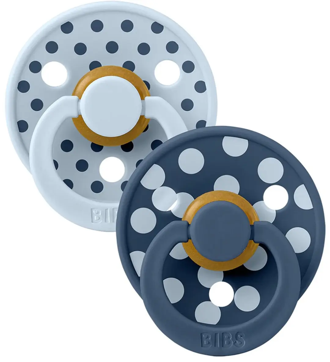 BIBS Studio Polka Fopspeen - 2 Stuks - Baby Blue/Steel Blue