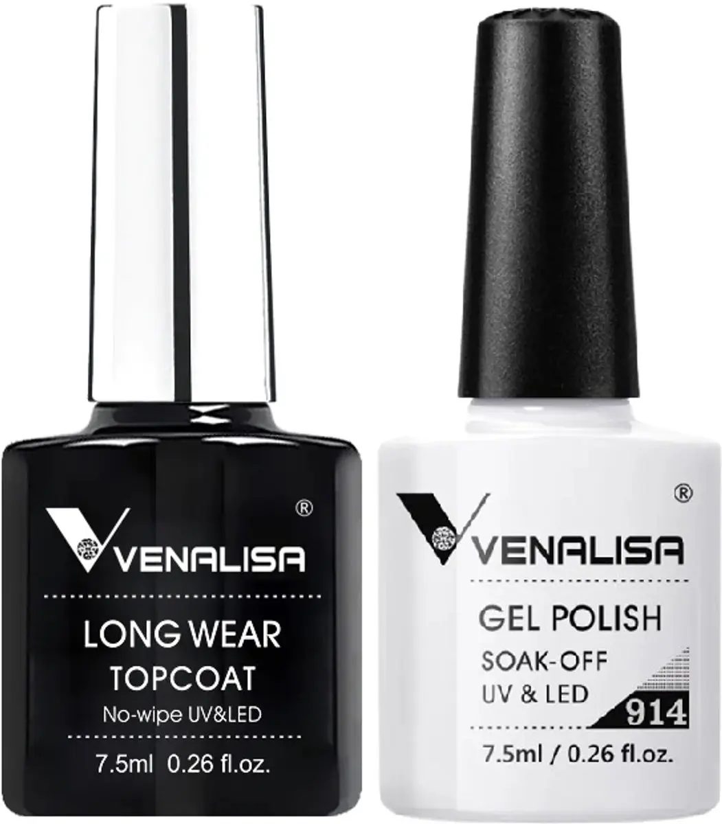 Venalisa Long Wear Top Coat & Witte Gellak Set 15ml
