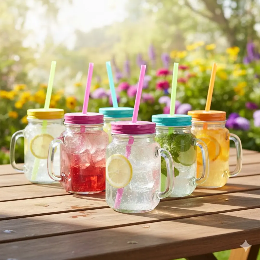 Bellatio Design Mason Jars 500ml - 10 Stuks (5x2) - Multi