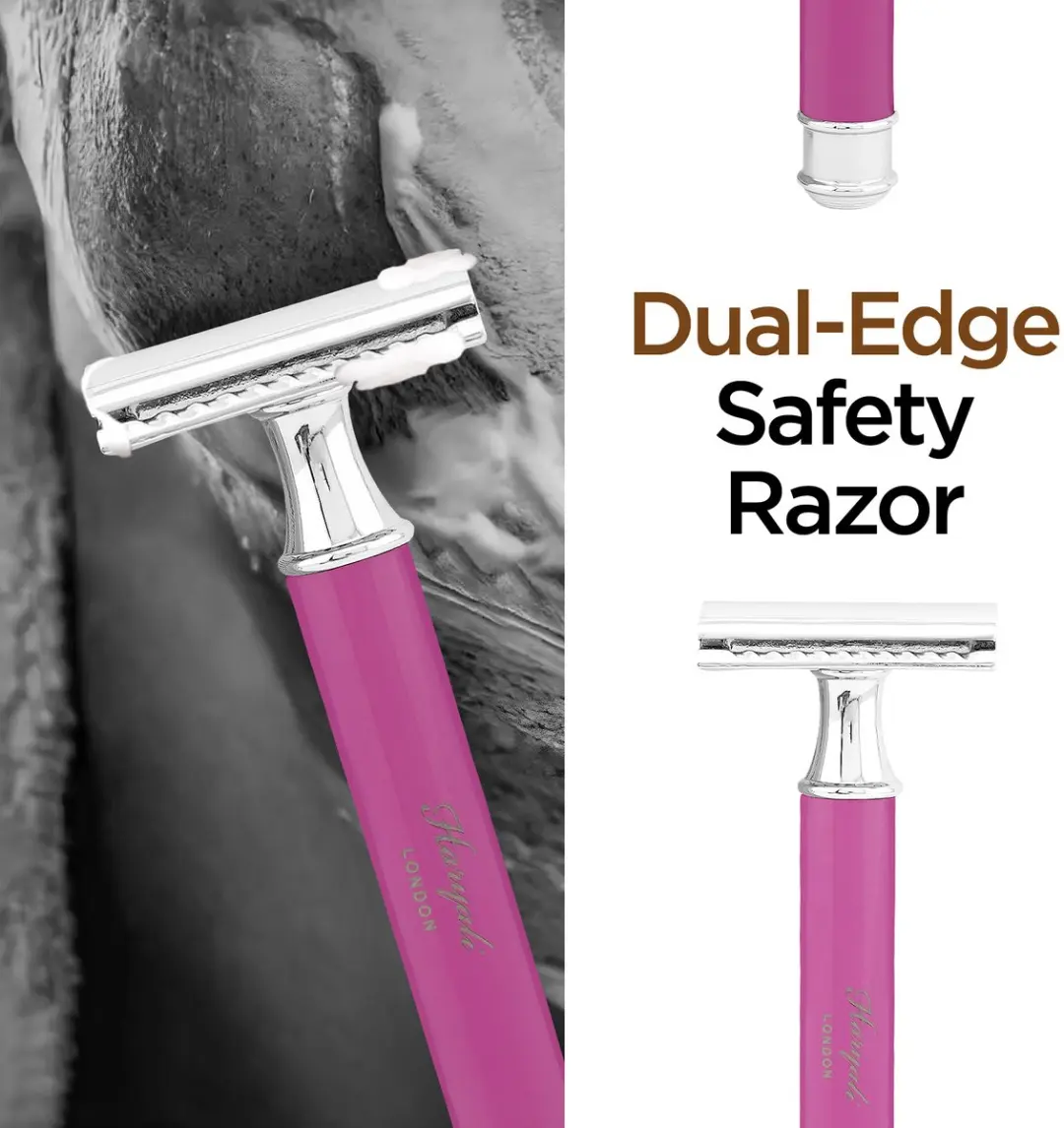 Haryali London Double Edge Veiligheidsscheermes - Roze - afbeelding 6 van 6