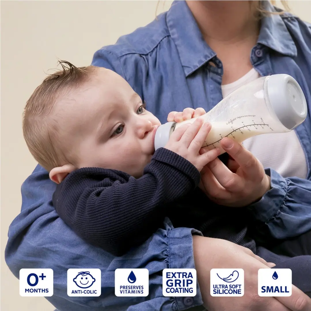 Difrax Natural Glazen Babyfles 250ml - Lichtblauw