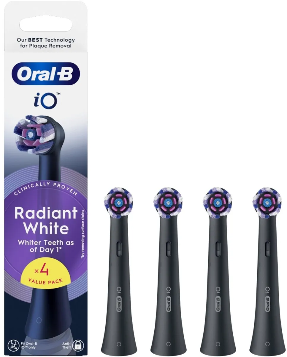 Oral-B iO Radiant White Opzetborstels - 4 Stuks - Zwart
