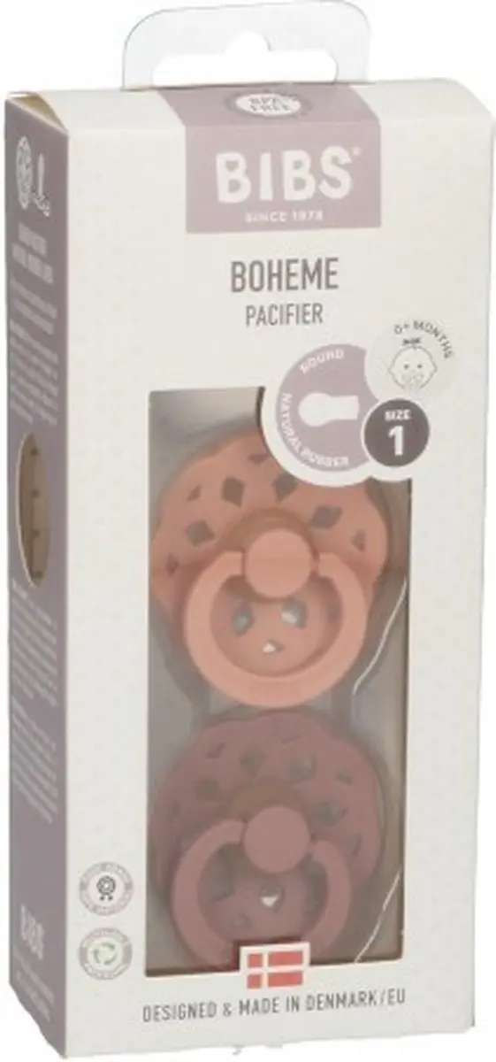 BIBS Boheme Pacifier Stage 1 - 2 Stuks - Peach