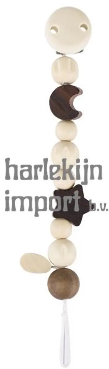 Goki Fopspeenketting Maan en Ster - Hout - 21cm - Multikleur